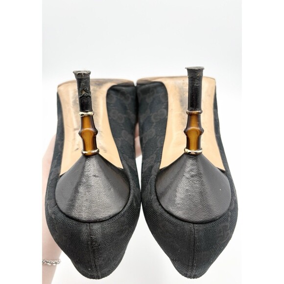 Gucci by Tom Ford Black Canvas Pointed Toe Heels w/ Bamboo Heels Sz EU 38.5 8.5 - Picture 14 of 14